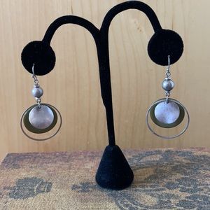 NWT Candy Did It! Rustic Silver And Army Green Disc Earrings